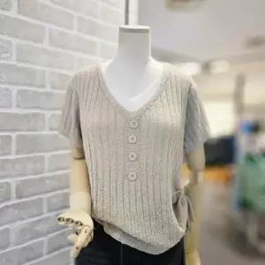 [대구백화점][레코브]브이 배색 셔링 반팔 니트(SB41F9KN020X)