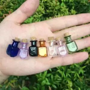 코르크가 달린 미니 유리 컬러 병 스토퍼 소원 선물 펜던트 DIY 홈 장식 공예 마이크로 풍경 미니어처 9 개