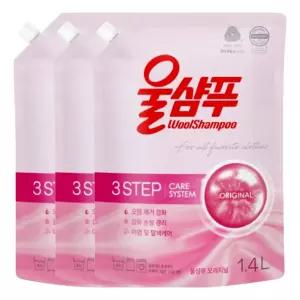 애경 울샴푸 오리지널 리필 1.4L X 3개전용 섬유세탁 용품 오리지날 빨래 세탁 샴푸