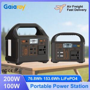 점프 스타터 가이아레이 100W 200W 휴대용 파워스테이션 AC 110V 220V 태양광 발전기 UPS 기능 야외 충전 스테이션 LiFePO4 캠핑용