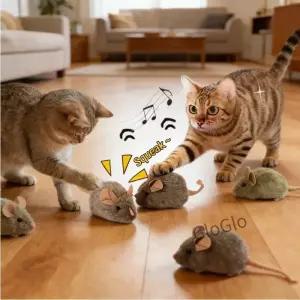 플러시 고양이 시뮬레이션 쥐 자동 소리나는 인터랙티브 물림 방지 애완 새끼 용품