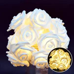 요즘상회 해피파티 이벤트 가랜드 LED 플라워 (화이트 장미) (옐로우 전구) 셀프웨딩촬영소품