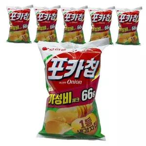 양파맛 감자 스낵 66g 6봉 바삭한 칩 가정용 간식 파티 안주 어린이 과자