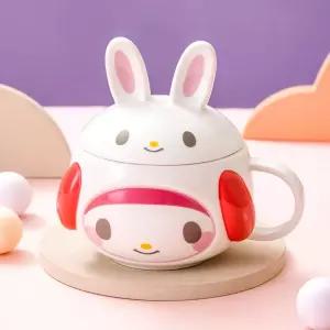 마이멜로디 프렌즈 입체 뚜껑 머그컵 450ml 캐릭터 머그 대용량 세라믹