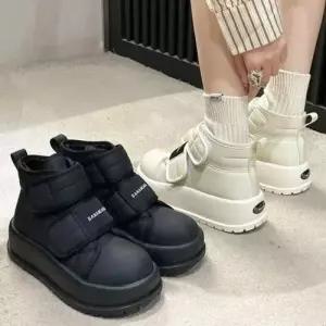 방한부츠 여성 포근한 퍼 안감 편안한 찍찍이 스트랩 아웃솔 겨울 하이컷 패딩 부츠