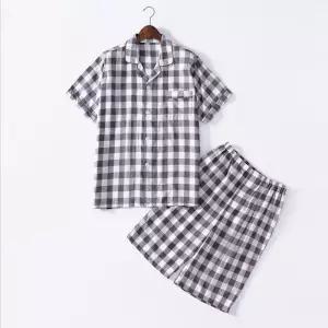 PAJAMAS 키밍 체크 잠옷 세트 커플 실내복 반팔 여름 파자마