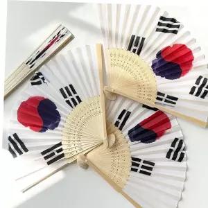 대나무 접이식 태극기 실크 부채 1P LM-0691