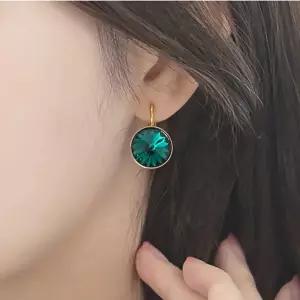 학생 크리스탈 추천 오스트리아 여자 에메랄드 서클 귀걸이 14mm [aFFGUU9]