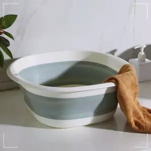 IOW984A06 세수 대야 세차 그레이대형 둥근사각 바스켓 캠핑 폴딩 접이식