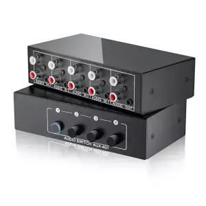 스테레오 오디오 스위치 셀렉터 4IN1 양방향 RCA AUX A/B 스플리터 3.5mm L/R 4X1 박스