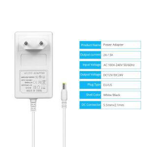 AC 110-240V ~ DC 24V 2A 3A  충전기 변환기 스위치 LED 드라이버 범용 전원 어댑터 EU  플러그 조명 변압