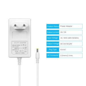 화이트 전원 Chager 어댑터 AC90V -265V DC 12V 24V 2A 3A  장치 변환기 LED 스트립 빛 CCTV 카메라