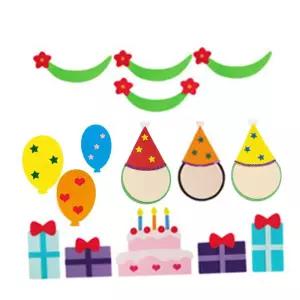 생일파티 환경꾸미기세트 꼬깔모자 환경판 펠트소품