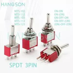 5PCS MTS102 103 토글 스위치 SPDT 2 3 위치 핀 6MM AC 5A/125V 2A/250V 자동차 보트 소형