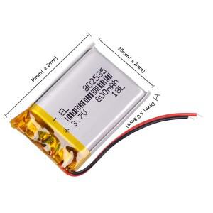 3.7V 800mAh 802535 블루투스 DVR 플레이어 대시캠 레코더 등록 기관용 충전식 리튬 이온 폴리머 배터리