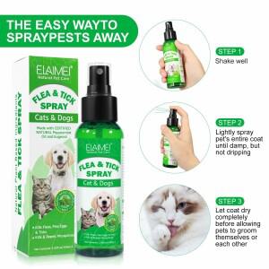 향기 페퍼민트 오일과 유겐올이 함유된개와 고양이 100ml 천연 펫 케어 국소 벼룩 및 진드기 스프레이