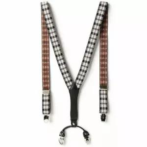 남성 서스펜더 블랙체크 정장 수트 멜빵 코디-WFPWM8X