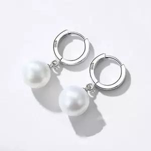 S925 귀걸이 8mm 천연 단아한 진주 고혹적이고 실버 물방울귀걸이-WF...