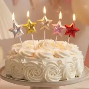 파티 별 꽈배기 데코 미니 초 축하 기념일 생일 케이크 상들리에 양초 막대 촛대