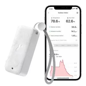 SwitchBot IP65 실내외 습도계 무선 온도계 394피트 블루투스 거리 냉장고 이슬점/VPD/절대 습도 센서 무료