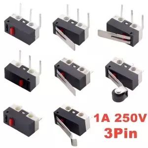 20PCS 미니 마이크로 리미트 스위치 C NO NC 3 핀 PCB 터미널 SPDT 1A 125V 롤러 아크 레버 스냅 액션 푸시