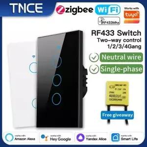 TNCE Tuya US 스위치 wifi zigbee 1/2/3/4 갱 중립 없음/와이어 LED 조명 제어 벽 버튼 Alexa Google 홈을