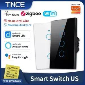 TNCE 투야 US 스위치 와이파이 지그비 무중립 와이어 LED 조명 제어 벽 단추 스마트 보이스 알렉사 구글 홈