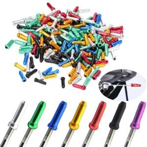 100/50pcs 자전거 케이블 엔드 캡 알루미늄 합금 브레이크 시프터 팁 와이어 여러 색상 라인 코어