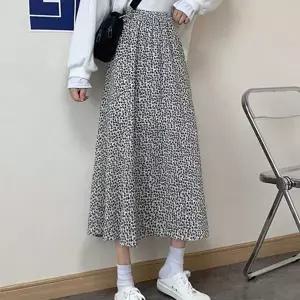 [하프클럽/]여성 플라워 롱스커트 하이웨스트 밴딩 플레어 스커트 잔꽃 패