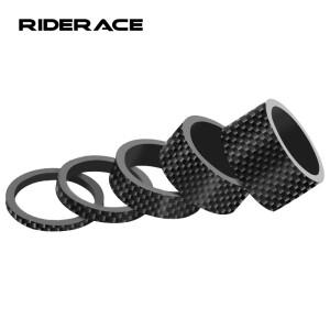 RIDERACE 자전거 헤드셋 스페이서 28.6MM 1-1/8 프론트 포크 스템 카본 와셔 조정 초경량 MTB 액세서리