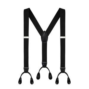 Moulen 남성용 Y자형 등판 1.4인치 버튼 끝 멜빵 | 신축성 있는 원단, 길이 조절 가능, 가죽 끝단, 루프, 다양한 색상, 웨딩, 정장, 빈티지 의상, 클래식 포멀 스타일