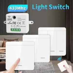 무선 ON OFF 스위치 RF433 모듈 원격 제어 전등 전구 샹들리에 10A 110V 220V 용 1/2/3 갱 벽