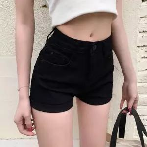여자 하이웨스트 스타일 슬림 데님 핫 팬츠 바지