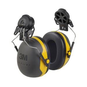3M PELTOR 청력 보호용 귀덮개 X 시리즈 X2P3E 캡 스타일 안전모 부착형 소음 보호 NRR 24 DB 1개 세트 건설 제조 유지보수 자동차 목공 검정/노랑