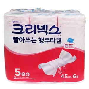 크리넥스 빨아쓰는 행주타월 핑크 45매 x 6개입