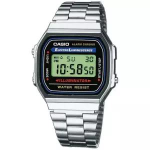 Casio 남성용 빈티지 전자 루미너선스 시계 (A168WA-1)