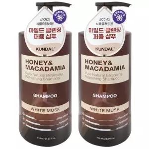 쿤달 허니 앤 마카다미아 네이처 샴푸 대용량 화이트머스크 718ml 2개