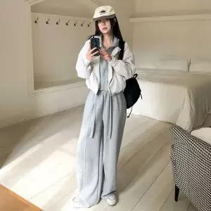 여자 블루종 코디 후디 환절기 탱크 점퍼