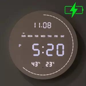 플라이토 무선 루나 데이 온습도 와이파이 LED 벽시계 29cm ENG