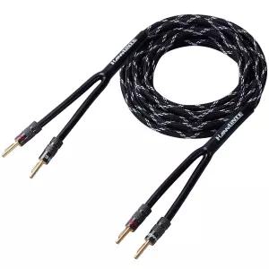 14AWG 스피커 와이어 케이블 3피트 프리미엄 헤비 듀티 땋은 듀얼 골드 도금 바나나 플러그 팁 인 월 CL2