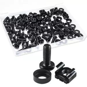 ENBKESK 10팩 M6 x 16mm 랙 마운트 케이지 너트 및 나사 와셔가 있는 네트워크 캐비닛용 서버 하드웨어 A/V