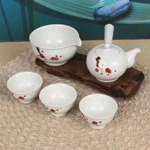 백자 매화 3인다기세트 찻잔세트