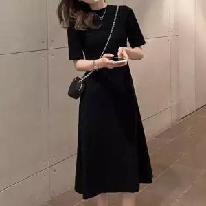 [에이치플러스몰]여름휴양지원피스 시원한 룩 여름 블랙 스판 롱 반팔 휴양지
