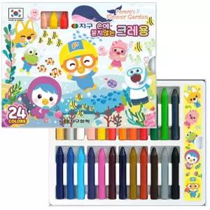 빠른 배송 크레용 크레파스 손에묻지않는크레용 뽀로로크레용 24색 뽀로로 손에안묻는크레용 서치D3