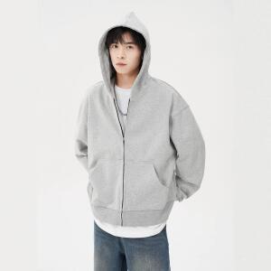 뽀뇨4 남성 그레이 후드 캐주얼 반집업 카디건