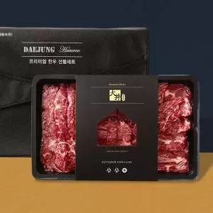 [대정]1++한우 새우살치등심 구이 모둠 세트 1호 1kg (새우살100g+살치살100g+ 채끝등심400g+등심400g)