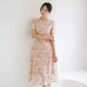 시크라인 XXL까지) 엘첼나 레이스 원피스 롱원피스 데이트룩 하객룩 오피스룩 모임룩 격식룩 빅사이즈