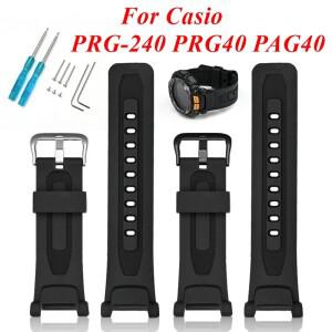 호환용 CASIO PRE-TREK PRG-240 PRG-40 PAG-40 시계 밴드 수지 시계 스트랩 손목 밴드 도구 드라이버로 액