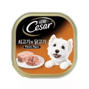 애견캔간식 시저 쇠고기와 닭고기 주식캔 100g 1개
