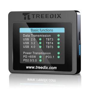 2.4인치 컬러 스크린을 갖춘 Treedix USB 케이블 테스터, eMarker 판독, PD 3.0 /3.1 감지, 저항 및 연속성 검사, Lightning, Type-C, Micro-B 2.0 /3.0 및 Mini-B 케이블과 호환 가능